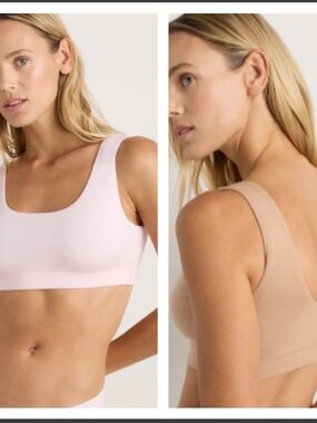 NWOT Quince bralettes, one base and one pink organic cotton, medium